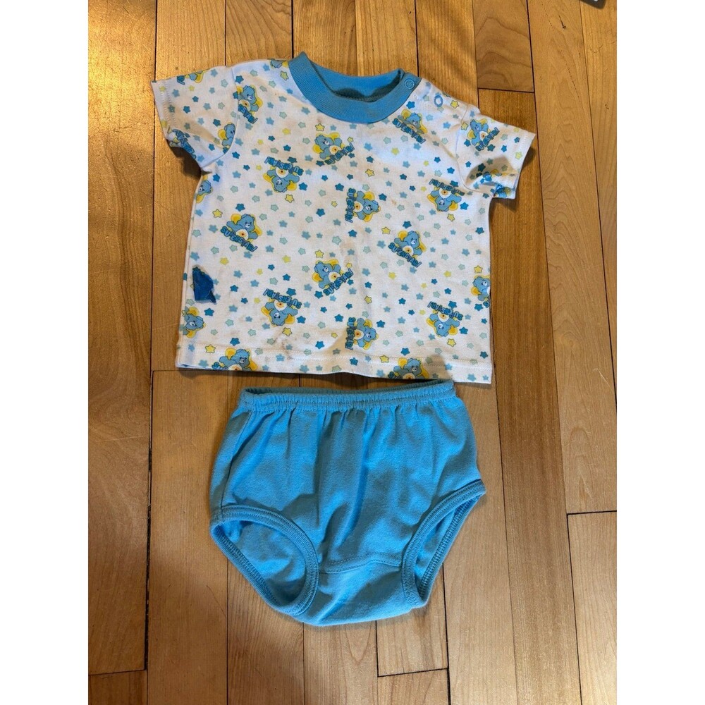 3/6 Mths Vtg Y2K Care Bears Shirt Diaper Cover Outfit Set Bloomers